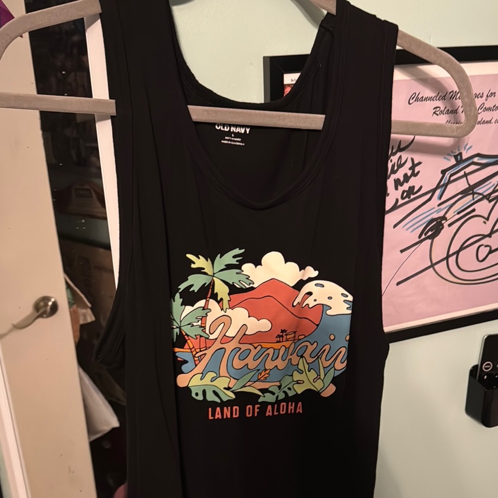 Old Navy Black Tropical Graphic Tank